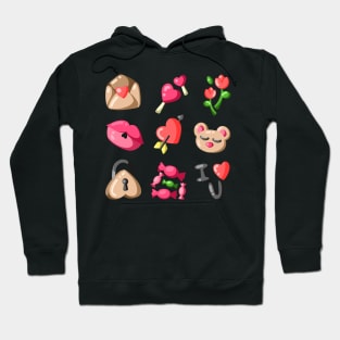 valentine stickers Hoodie